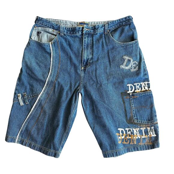 Vintage Raw Blue Denim y2k 2000s Baggy Shorts Jorts Mens 42 - Picture 1 of 4